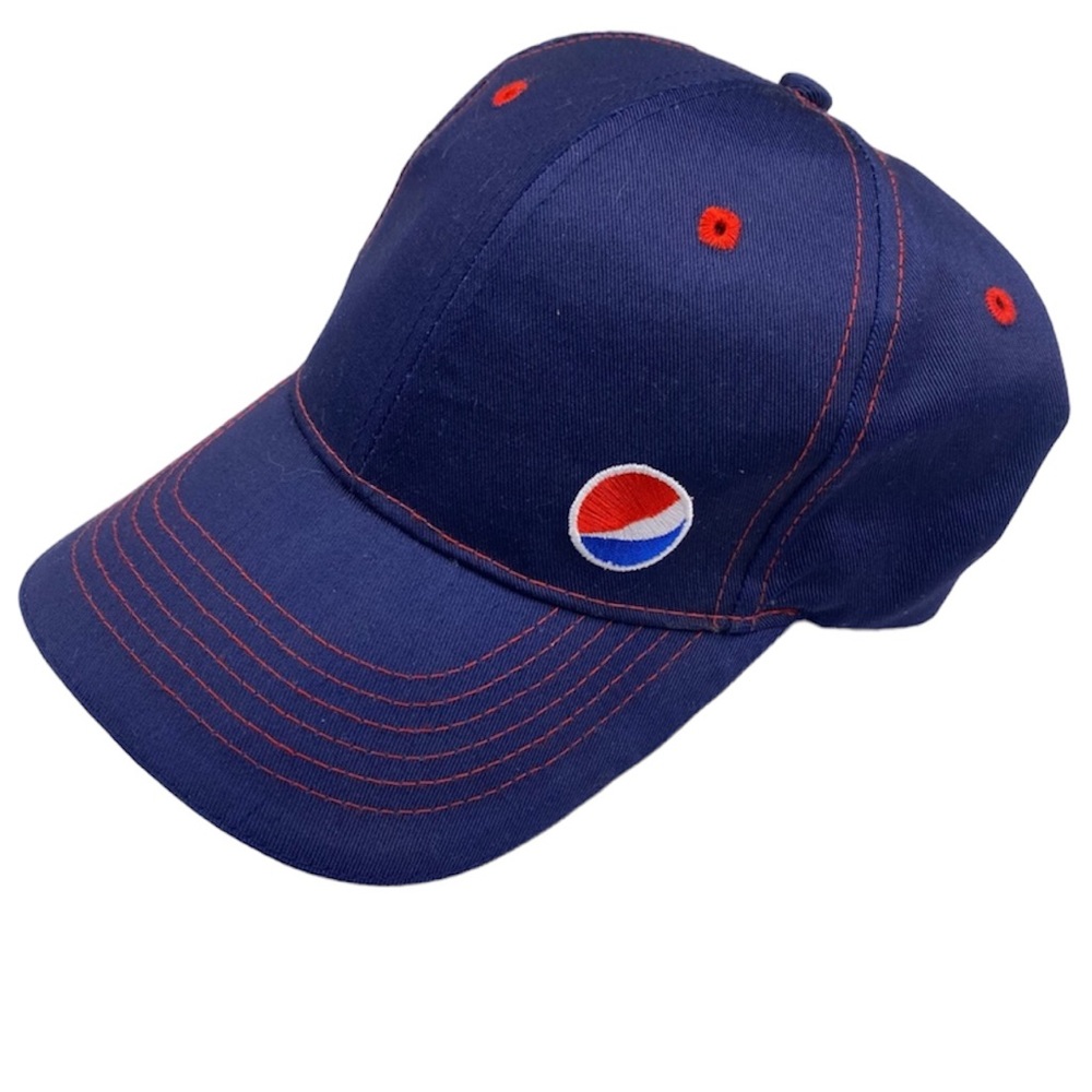 Soda Gear Pepsi Co Hat OSFA Blue with Red Stitching Small Pepsi Logo Front Left